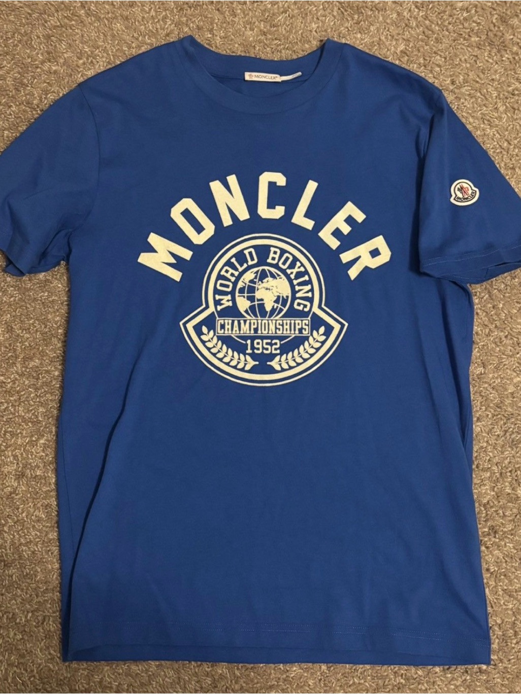 Moncler Blue Short-Sleeve Logo Graphic Tee